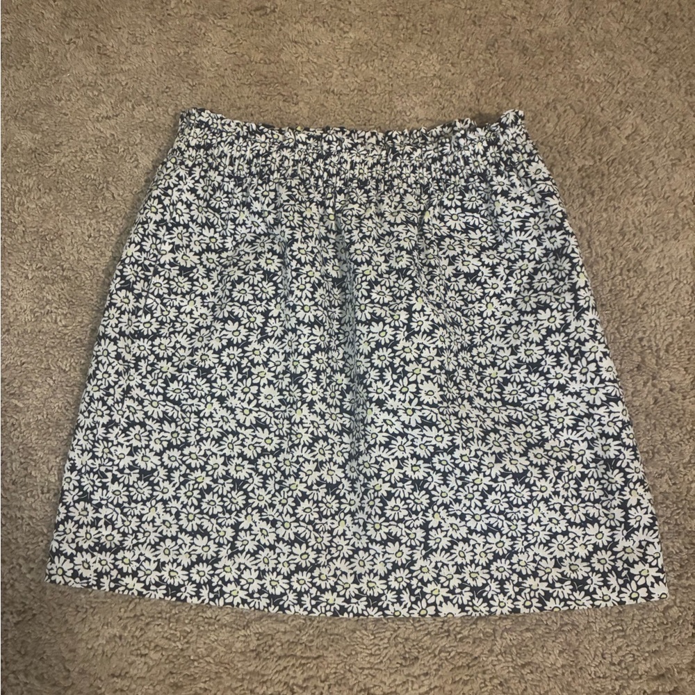 J. Crew Navy and White Floral A-Line Skirt